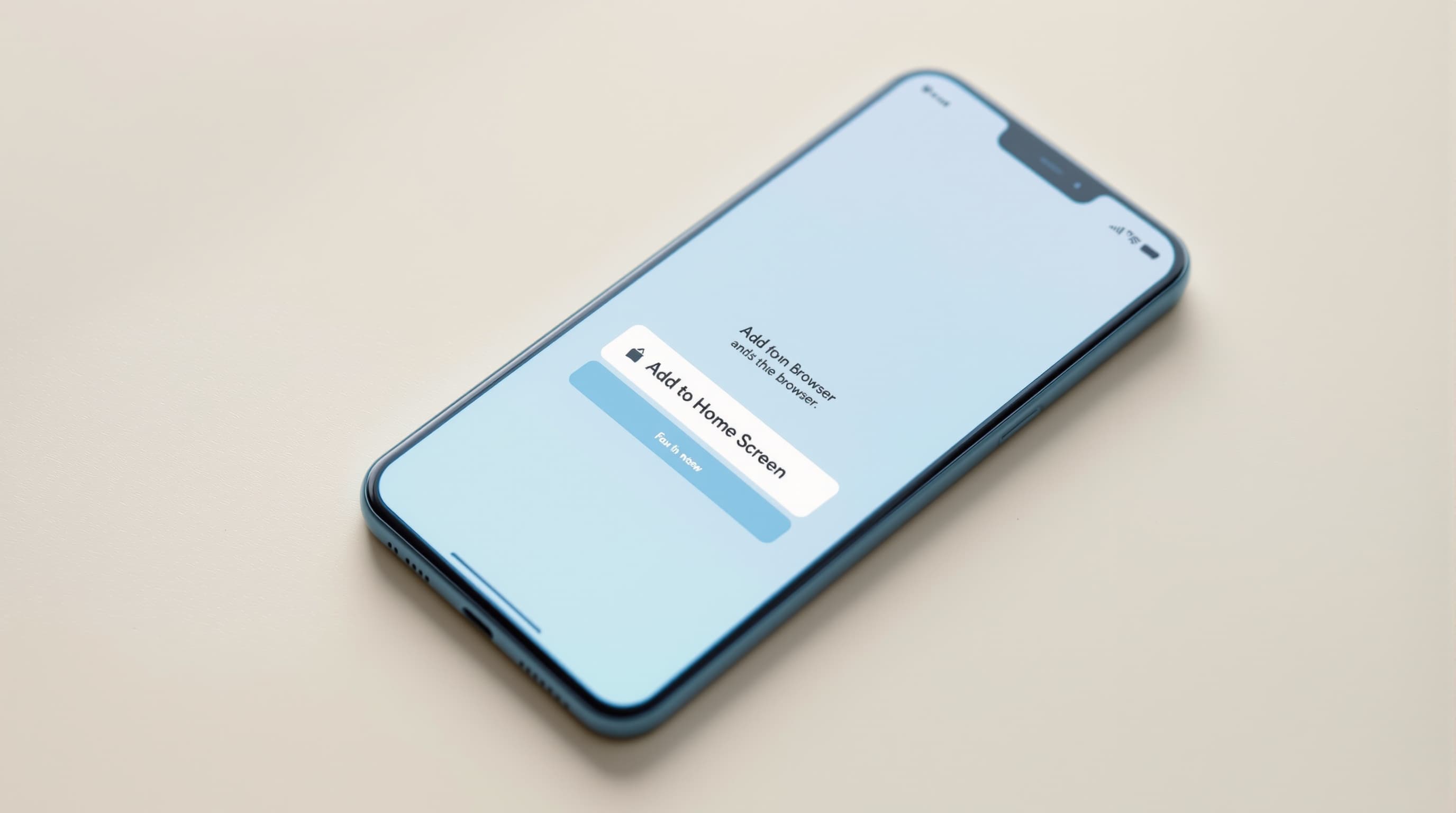 Smartphone mit Browser und Add-to-Homescreen-Dialog